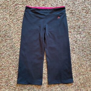 Adidas Climacool Crop Yoga Pants Black W/Pink Trim Athletic Active Medium NWOT